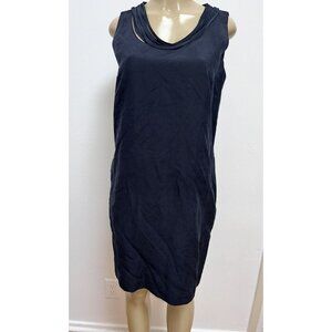 L.K Bennett Linen Silk Blend Pencil Dress Lined Black Size 10 Straight Penc